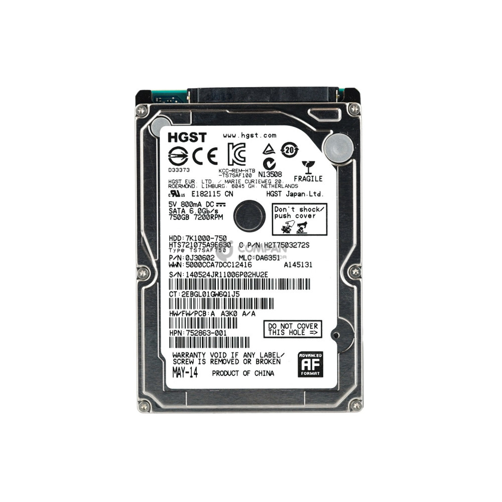 633252-001 HP HDD 750GB  7.2K  SATA 6G  2.5" SFF
